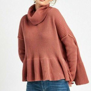 Free People Rust Cowl Neck Sweater